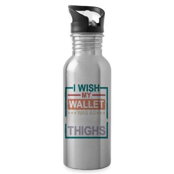 I Wish My Wallet Was As Thick As My Thighs 2 - Trinkflasche mit integriertem Trinkhalm - Lightsilver - Rechts