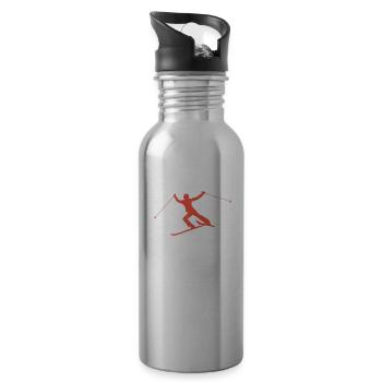 Ski Cool Skiing Style Snowboarding Wintersport Alp - Water bottle with straw - silver - Right