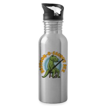 Bassoon-o-saurus Rex Dinosaurier Fagott - Trinkflasche mit integriertem Trinkhalm - Lightsilver - Rechts