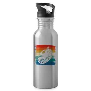 Retro Vintage Painter Paint Painting - Trinkflasche mit integriertem Trinkhalm - Lightsilver - Rechts