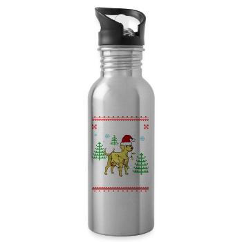 Labrador Retriever Dog Puppy Owner Christmas - Water bottle with straw - silver - Right