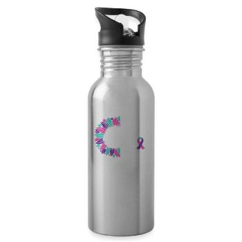 Thyriode Cancer Awareness Tournesol - Gourde avec paille intégrée - argent clair - Droite