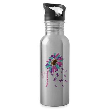 Thyriod Cancer Awareness Sonnenblume - Trinkflasche mit integriertem Trinkhalm - Lightsilver - Rechts