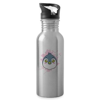Pinguin im japanischen Kawaii Stil Tier - Trinkflasche mit integriertem Trinkhalm - Lightsilver - Rechts