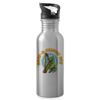 Harf-o-saurus Rex Harfe Spieler Harfenist - Trinkflasche mit integriertem Trinkhalm - Lightsilver - Rechts