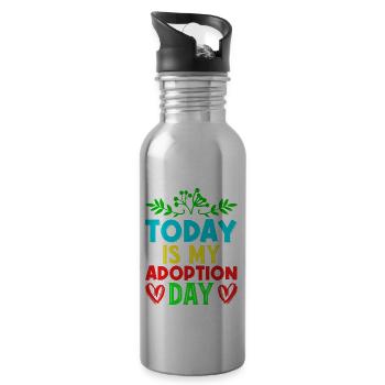 Heute Ist Mein Adoptionstag Der Tag Der - Trinkflasche mit integriertem Trinkhalm - Lightsilver - Rechts