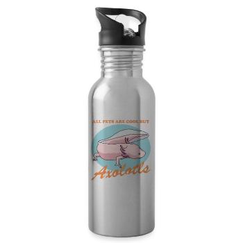 Axolotl amphibiens à queue Axolotls amphibiens cadeau - Gourde avec paille intégrée - argent clair - Droite