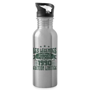 les légendes sont nées en novembre 1990, Cadeau. - Gourde avec paille intégrée - argent clair - Droite