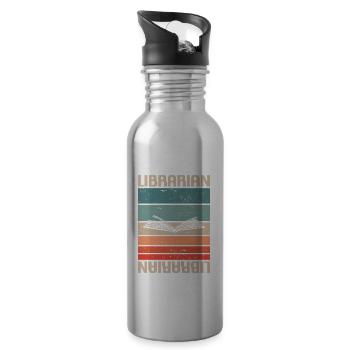 Retro Vintage Classic Librarian Book Library - Trinkflasche mit integriertem Trinkhalm - Lightsilver - Rechts