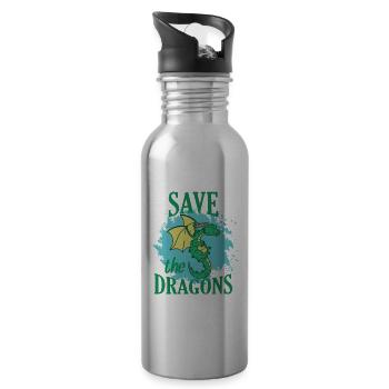 Sauvez les dragons Dragon Animal Dragon Créatures mythiques - Gourde avec paille intégrée - argent clair - Droite