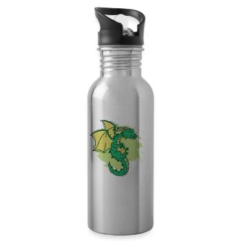 Dragon cool avec cornes drôle d’animal - Gourde avec paille intégrée - argent clair - Droite