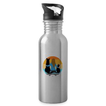 Proud rescue mom - Trinkflasche mit integriertem Trinkhalm - Lightsilver - Rechts