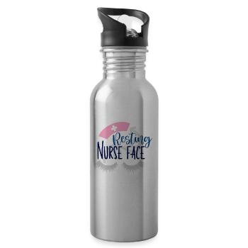 Resting Nurse Face - Water bottle with straw - silver - Right