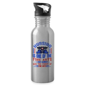 Gesundheit und Krankenpflegerin - Trinkflasche mit integriertem Trinkhalm - Lightsilver - Rechts