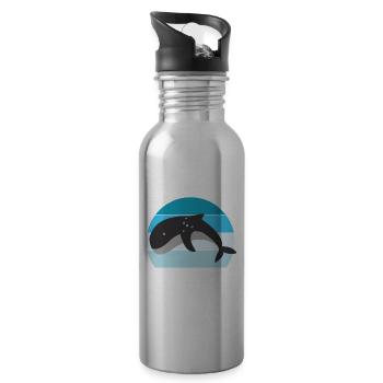 Nordsee Urlaub 2023 Ich liebe das Meer Wale Delfin - Trinkflasche mit integriertem Trinkhalm - Lightsilver - Rechts