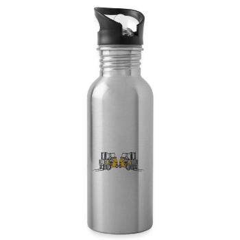 Gabelstaplerfahrer und Lagerhaus Gabestaplerfahrer - Trinkflasche mit integriertem Trinkhalm - Lightsilver - Rechts