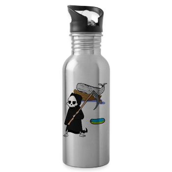 Marine mammals Whale Fish Grim Reaper Environmental protection - Water bottle with straw - silver - Right