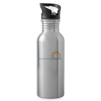 Waves and sun for surfing Surfing - Water bottle with straw - silver - Right