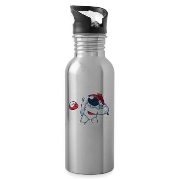 Chauve-souris de baseball espace comète planète - Gourde avec paille intégrée - argent clair - Droite