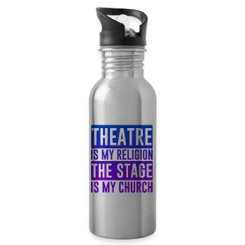 Le théâtre est ma religion, la scène est mon église 2 - Gourde avec paille intégrée - argent clair - Droite
