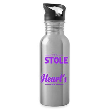 Ich Habe Ihr Herz Gestohlen Adoptionstag - Trinkflasche mit integriertem Trinkhalm - Lightsilver - Rechts