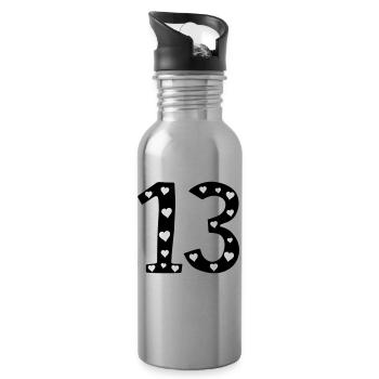 13 anniversaire avec coeur - Gourde avec paille intégrée - argent clair - Droite