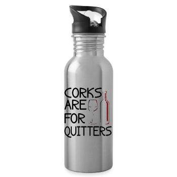 Korken Sind Für Quitter Lustige Wein Vino Trinken - Trinkflasche mit integriertem Trinkhalm - Lightsilver - Rechts