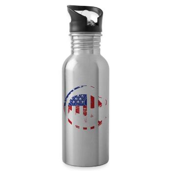 Fisherman USA Flag Patriotic American - Gourde avec paille intégrée - argent clair - Droite