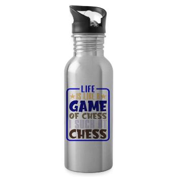 Life Is Like A Game Of Chess, I Suck At Chess 2 - Water bottle with straw - silver - Right