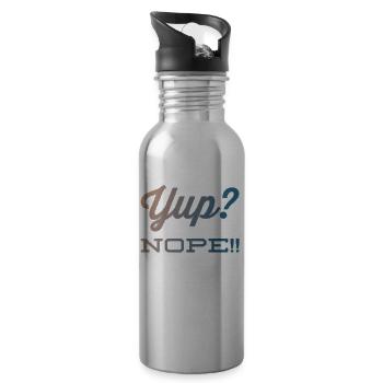 Yup? Nope!! NEW great Design by Maximum Design #MD - Trinkflasche mit integriertem Trinkhalm - Lightsilver - Rechts