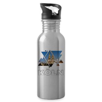 Cologne Cathedral Germany City Skyline Home Love - Water bottle with straw - silver - Right
