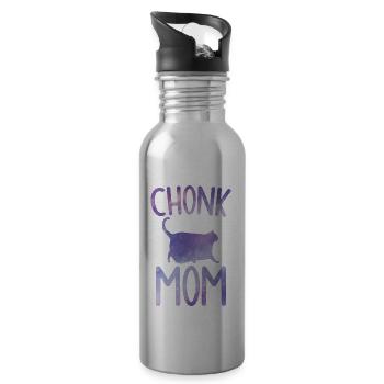 Chonk Meme Cat Chonk Mama - Water bottle with straw - silver - Right