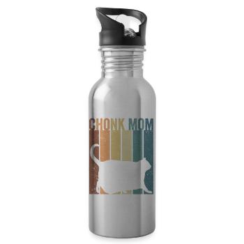 Chonk Meme Cat Chonk Mom - Water bottle with straw - silver - Right