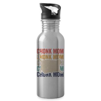 Chonk Meme Cat Chonk Mama - Water bottle with straw - silver - Right