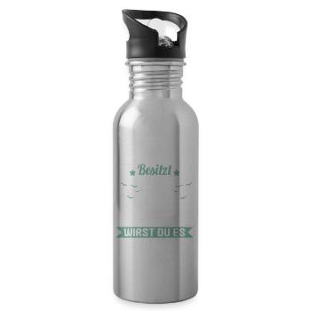 Lustiges Ostsee Segler Helgoland eigner Spruch - Trinkflasche mit integriertem Trinkhalm - Lightsilver - Rechts