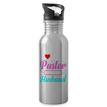 Ich Liebe Meinen Pastor Er Ist Mein Ehemann Jesus - Trinkflasche mit integriertem Trinkhalm - Lightsilver - Rechts