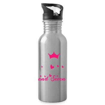 Sweet Sassy And Seven 7th birthday 7 years old - Water bottle with straw - silver - Right