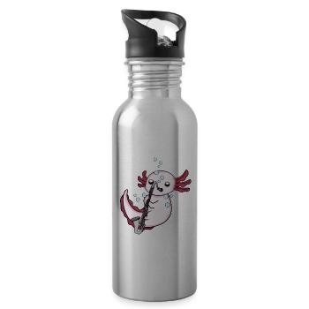 Bass Clarinet Axolotl Big Band Children's Orchestra - Water bottle with straw - silver - Right