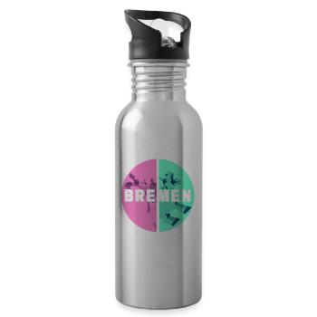 Bremen Germany City Skyline Home Love - Water bottle with straw - silver - Right