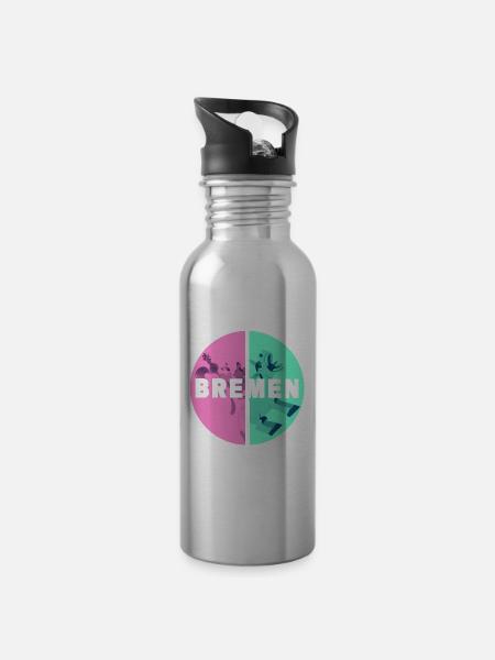 Bremen Deutschland Stadt Skyline Heimat Liebe - Trinkflasche mit integriertem Trinkhalm - Lightsilver