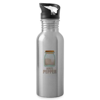 White Pepper Spice Taste Food Cooking - Water bottle with straw - silver - Right