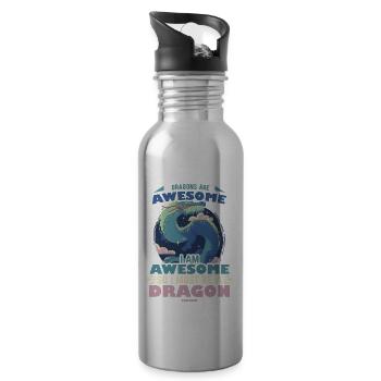 Dragons Are Awesome I Am Awesome So I Must Be A Dr - Trinkflasche mit integriertem Trinkhalm - Lightsilver - Rechts