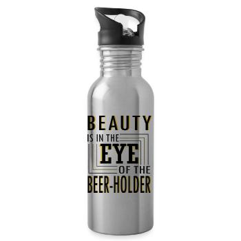 Beauty is in the eye of the Beer-holder - Water bottle with straw - silver - Right