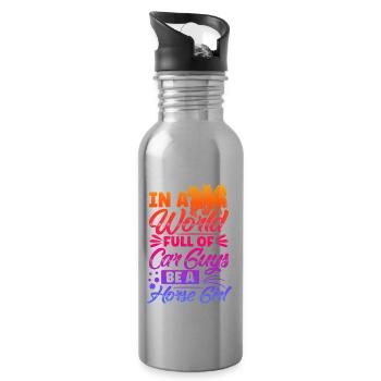 Rider Sayings Rider Horses - Water bottle with straw - silver - Right