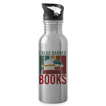 I Read Banned Books Bücher Bibliothek - Trinkflasche mit integriertem Trinkhalm - Lightsilver - Rechts