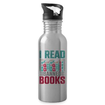 I Read Banned Books Bücher Bibliothek - Trinkflasche mit integriertem Trinkhalm - Lightsilver - Rechts