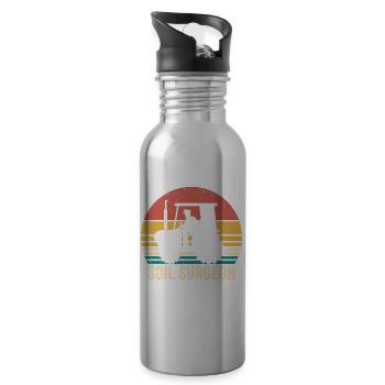 Soil Surgeon Farmer Agriculture Vintage - Water bottle with straw - silver - Right