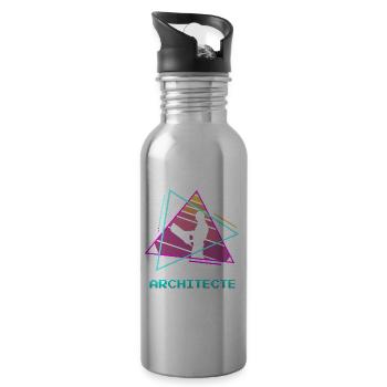Retro Architecte Architecture Architectural - Trinkflasche mit integriertem Trinkhalm - Lightsilver - Rechts
