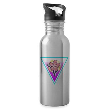 Rétro Sakura Bloom Flower Vapor Wave Designs - Gourde avec paille intégrée - argent clair - Droite
