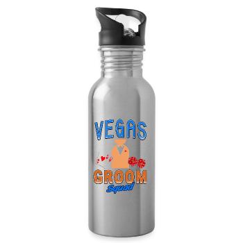 Vegas Groom Squad Retro Vegas Wedding T-Shirt - Water bottle with straw - silver - Right